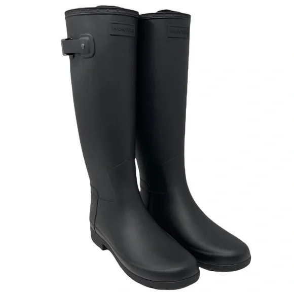 NWOT Hunter original refined matte black monochrome rain boot / winter boot - Picture 3 of 5